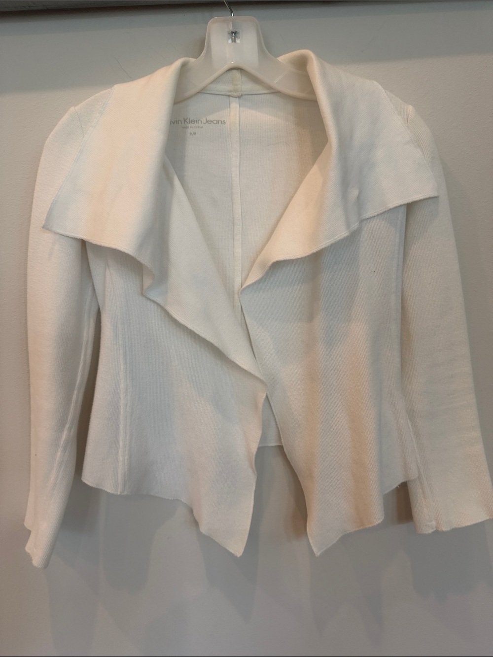 Calvin Klein  Women's Off-White Draped Open Front Blazer